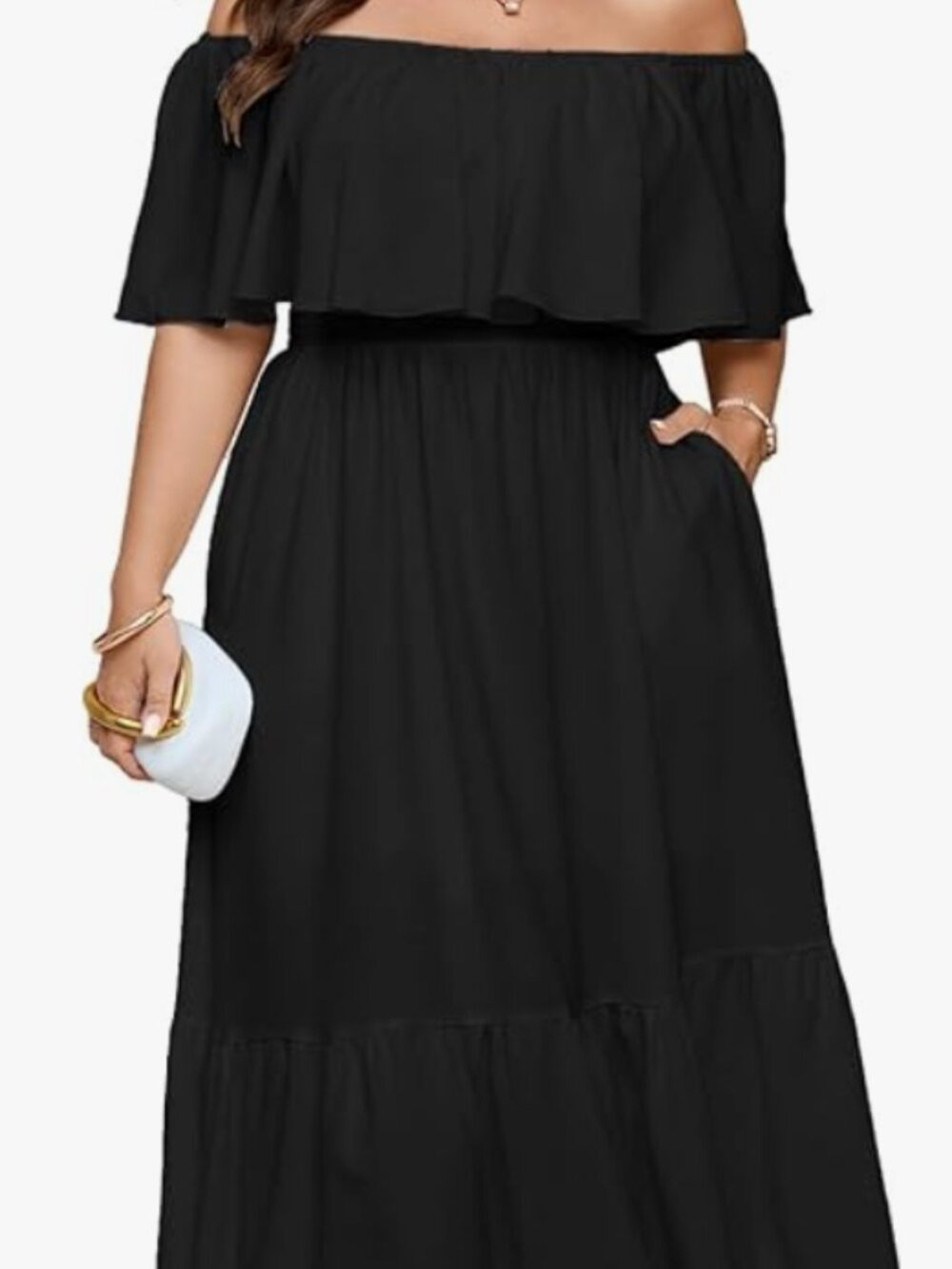 Black Women's Plus Size Off The Shoulder Dress